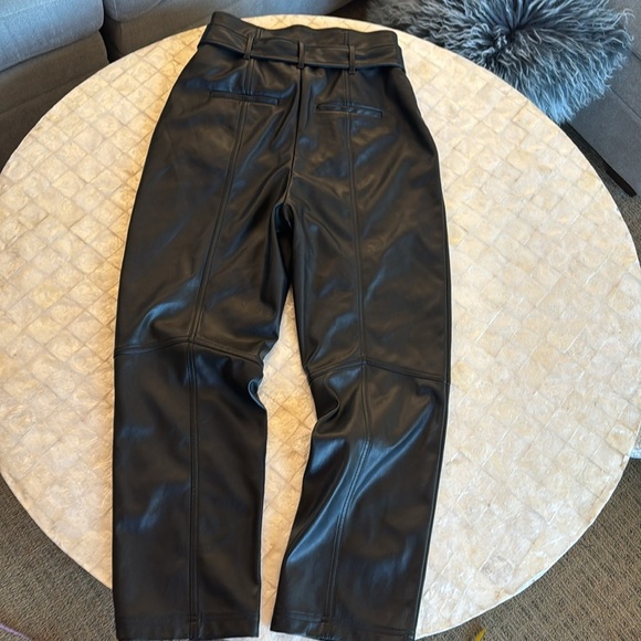 MARISSA WEBB BELTED LEATHER BARREL-LEG PANTS black sz 8 - Picture 9 of 11